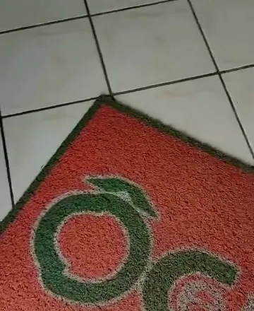 Tapete vermelho da entrada com o Ô do logo
